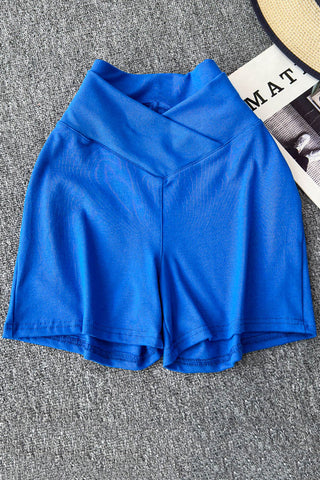 V-Waist Slim Brown High-Waist Shorts