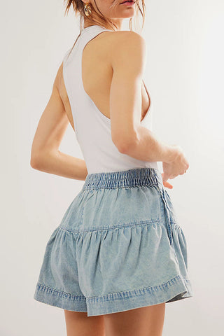 Button-Front Denim Shorts