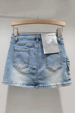 Embellished Denim Mini Skirt