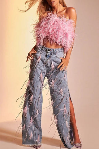 Embellished Straight-Leg Jeans