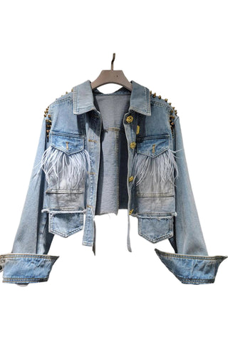 Fringe Embellished Denim Jacket