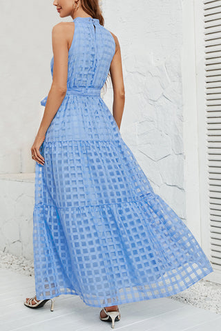 Checkered Halter Maxi Dress
