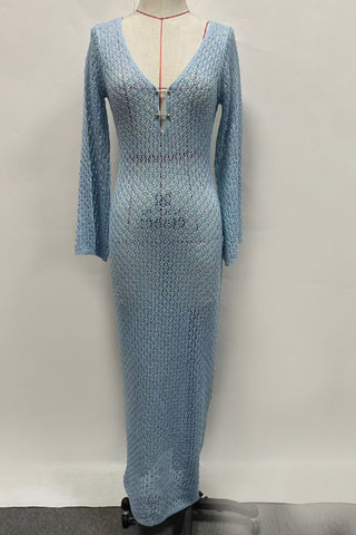 V-Neck Crochet Maxi Dress