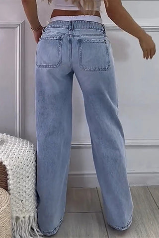 High-Waisted Wide Leg Denim Jeans