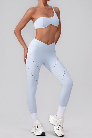 High-Waisted Perforated Casual Leggings