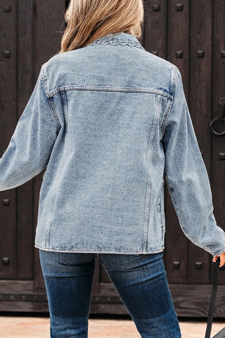 Scallop Collar Button-Up Denim Jacket