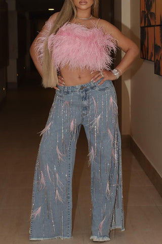 Embellished Straight-Leg Jeans