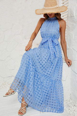 Checkered Halter Maxi Dress