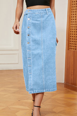Button-Down Skirt with Slit