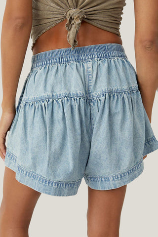 Button-Front Denim Shorts