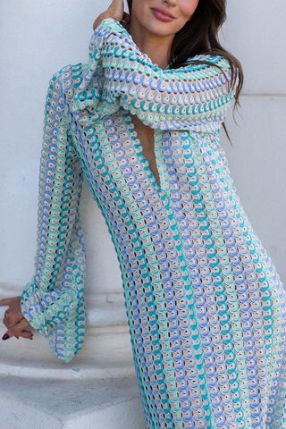 V-Neck Printed Maxi Dress