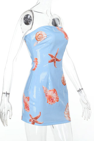 Strapless Starfish Print Dress