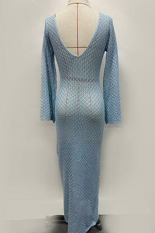 V-Neck Crochet Maxi Dress