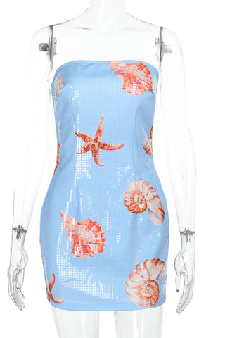 Strapless Starfish Print Dress
