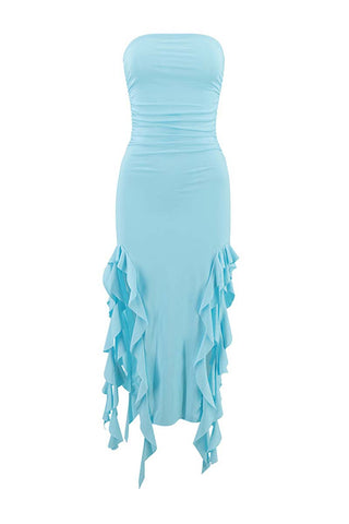 Strapless Ruched Vacation Dress