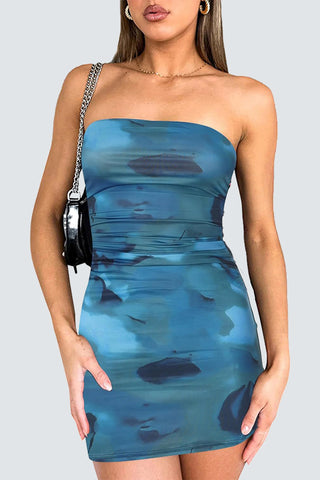 Strapless Tie-Dye Mini Dress