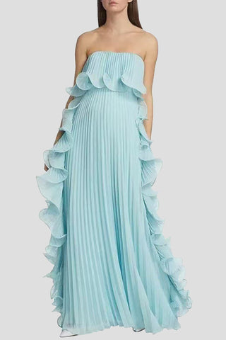 Strapless Ruffle Maxi Dress