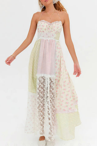 Halter Patchwork Maxi Dress