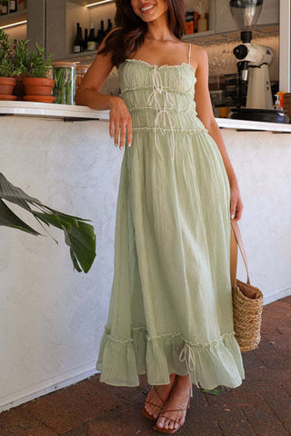 Ruffle Hem Bow Midi Dress