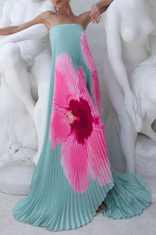 Strapless Maxi Dress with Artistic Pattern