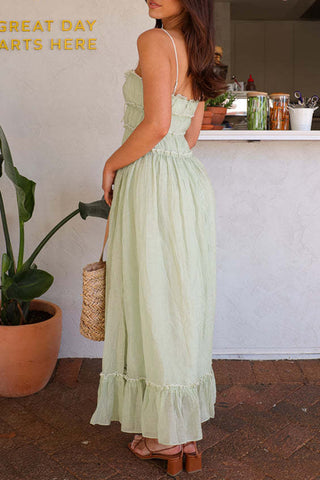 Ruffle Hem Bow Midi Dress