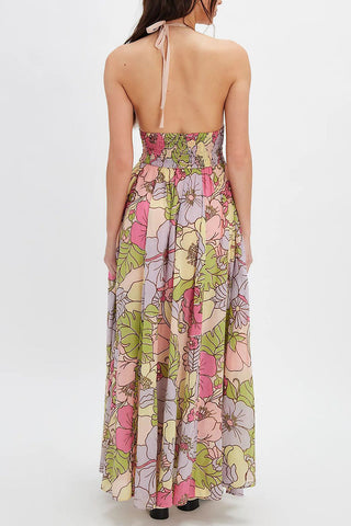 Floral Halter Vacation Dress