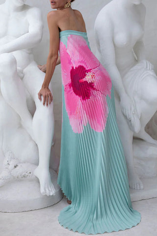 Strapless Maxi Dress with Artistic Pattern