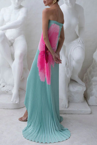 Strapless Maxi Dress with Artistic Pattern