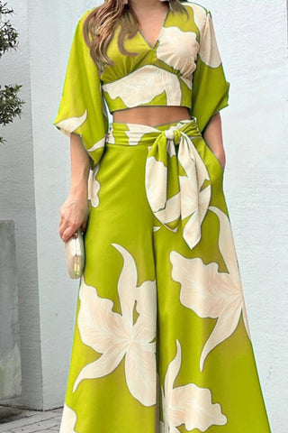Floral Wrap Pants Set