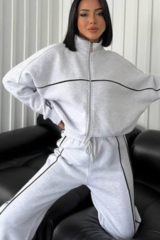 Stylish Zip-Up Casual Pants Set