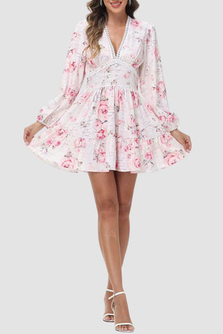 Floral Puff Sleeve Casual Dress