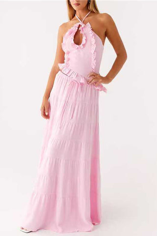 Tiered Drawstring Maxi Skirt