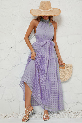 Checkered Halter Maxi Dress