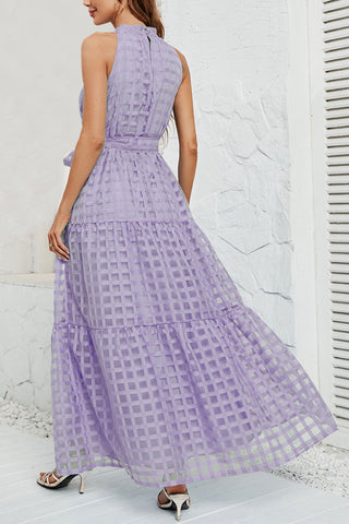 Checkered Halter Maxi Dress