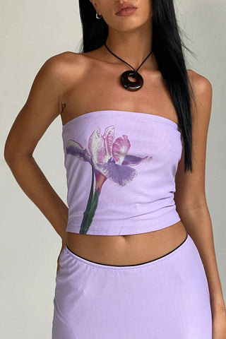 Tube Top with Floral Graphic Print