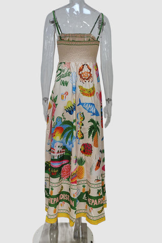 Vibrant Patterned Strappy Sundress