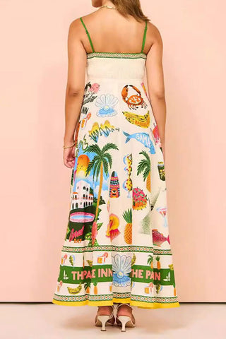 Vibrant Patterned Strappy Sundress