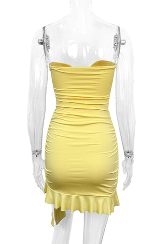 Twist-Front Strapless Mini Dress