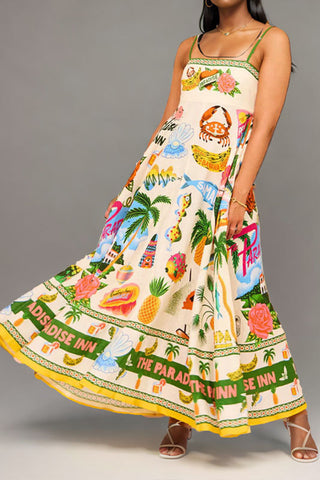 Vibrant Patterned Strappy Sundress