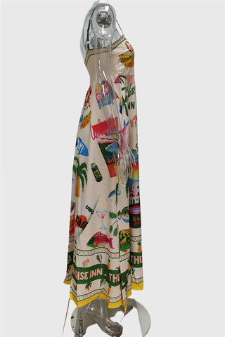 Vibrant Patterned Strappy Sundress
