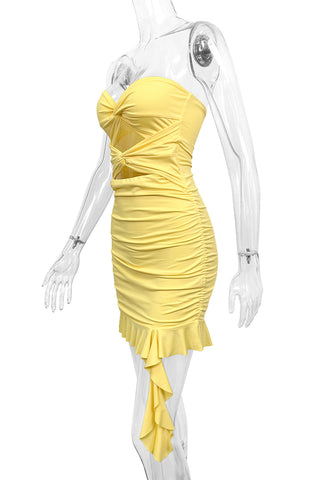 Twist-Front Strapless Mini Dress