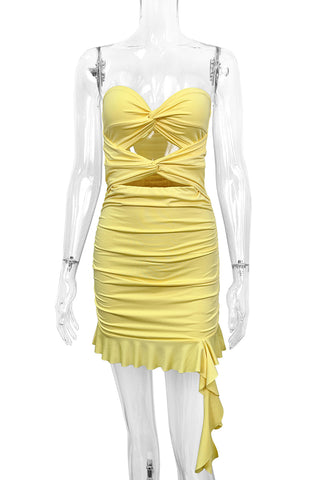 Twist-Front Strapless Mini Dress
