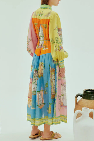 Printed Patchwork Casual Dress