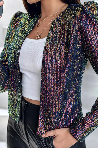 Sequined Animal Print Blazer