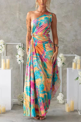 One-Shoulder Floral Maxi Dress