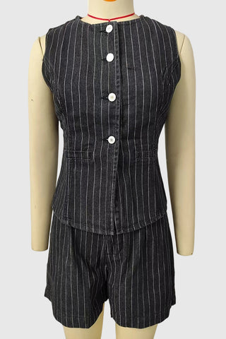 Sleeveless Button-Front Short Set