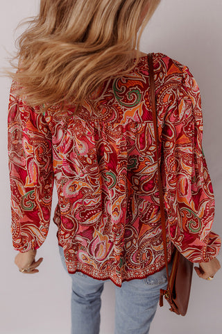 Ethnic Paisley Print Tassel Blouse