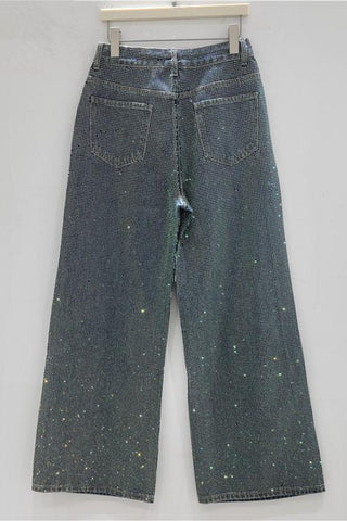 Sparkling Wide-Leg Straight Jeans