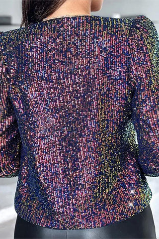 Sequined Animal Print Blazer