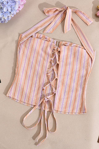 Halter Neck Ribbed Camisole